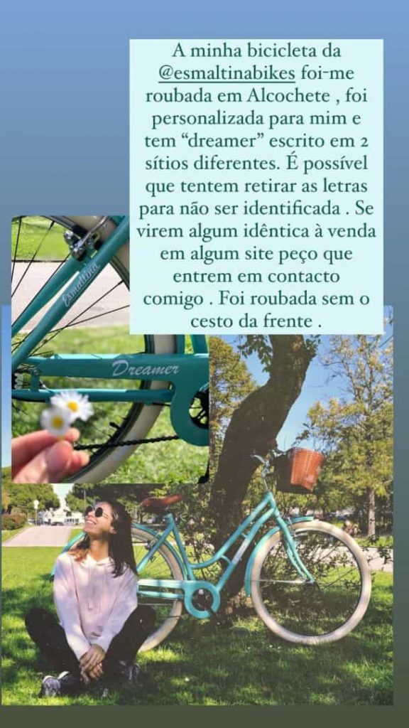 Roubaram a bicicleta de Marta Melro. A atriz de "Festa é Festa" pediu ajuda aos fãs para a ajudarem a encontrar o veículo.