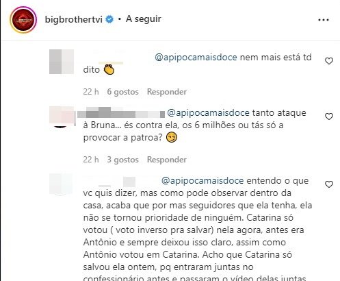 A Pipoca Mais Doce comentou uma publicação do Big Brother – Desafio Final e acabou por se desentender com os fãs de Bruna Gomes. Saiba tudo.