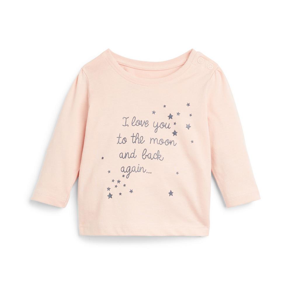 T-shirt manga comprida estampado slogan menina bebé rosa-pálido Primark