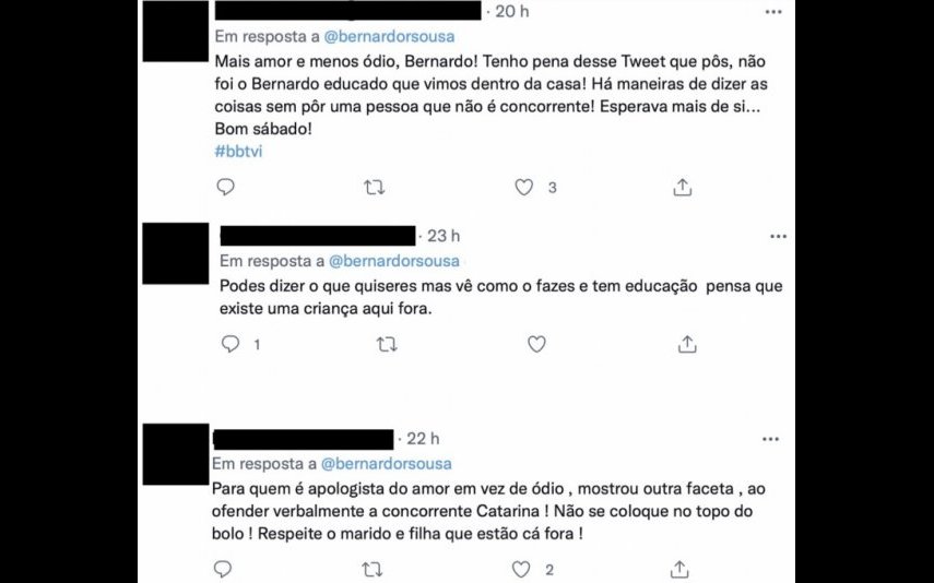 Bernardo Sousa não gostou de uma atitude de Catarina Siqueira e acabou por criticá-la nas redes sociais. Porém, os internautas não aprovaram as palavras que usou e acabou por ser arrasado também.