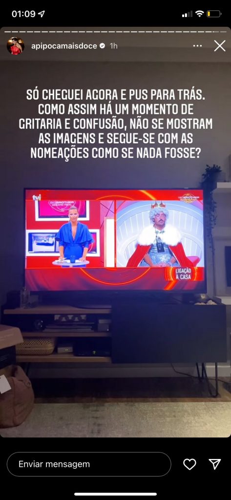 "Big Brother": Pipoca comentou a discussão de Nuno Homem de Sá e Quinaz nas redes sociais