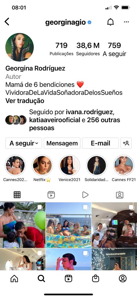 Georgina Rodríguez tem quase 39 milhões de seguidores no Instagram, mas nem todos se aperceberam de um pormenor: a alusão ao filho gémeo que faleceu.