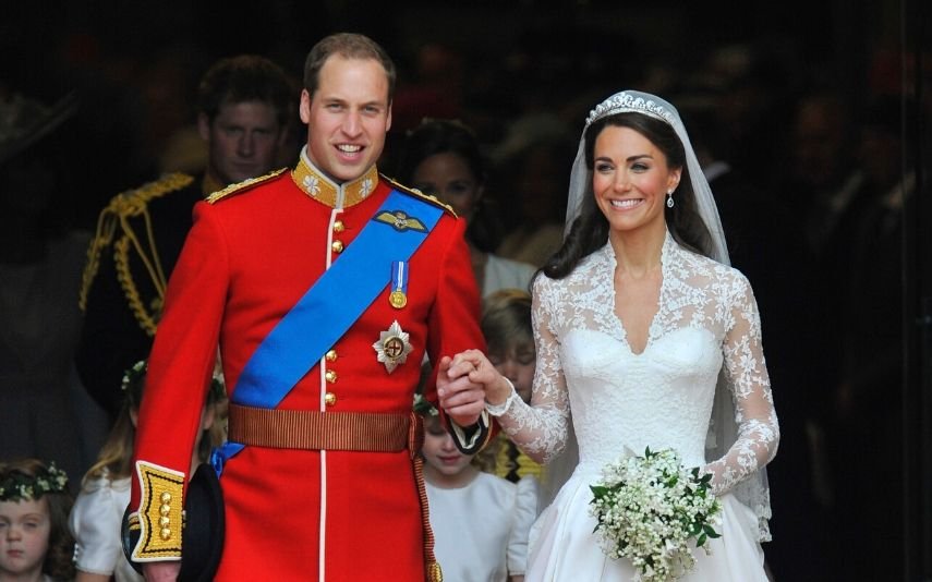 Kate Middleton e Príncipe William no dia do casamento