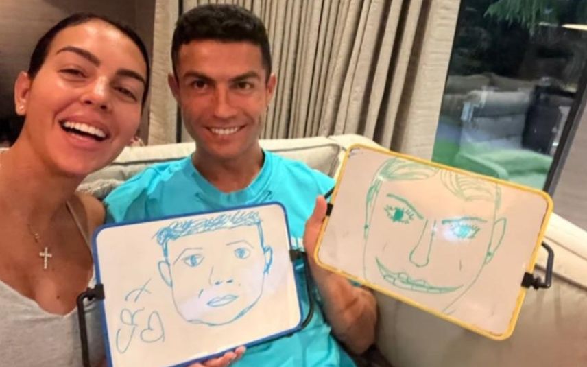 Cristiano Ronaldo e Georgina Rodríguez desenharam-se um ao outro. O resultado final é hilariante e está a divertir os fãs. Veja tudo!