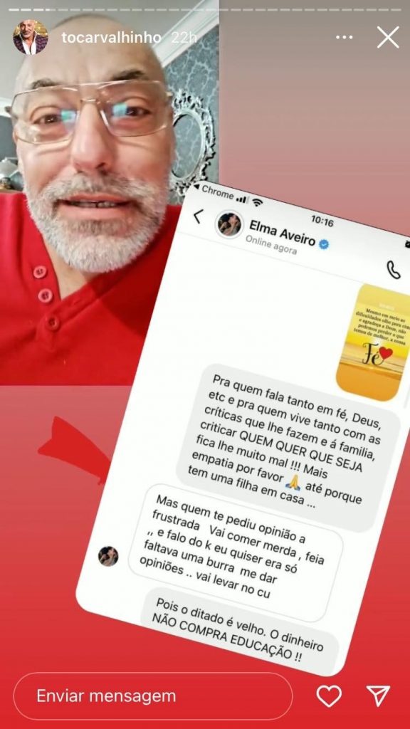 Foram expostas alegadas mensagens privadas e desagradáveis que Elma Aveiro trocou com algumas das suas seguidoras. Veja tudo.