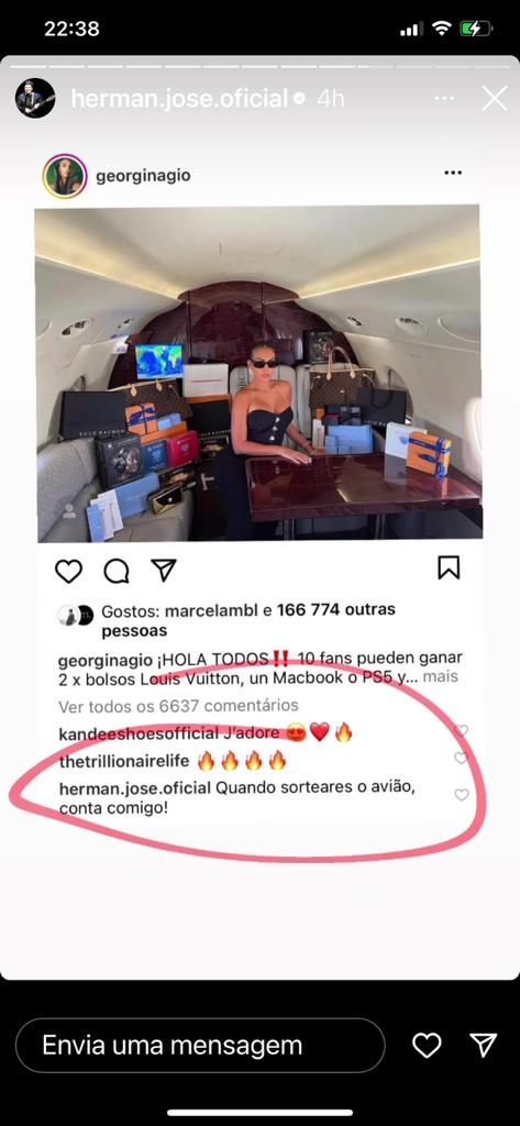 Georgina Rodríguez está a promover um sorteio de luxo nas redes sociais. Herman José não ficou indiferente e brincou com a companheira de Cristiano Ronaldo.