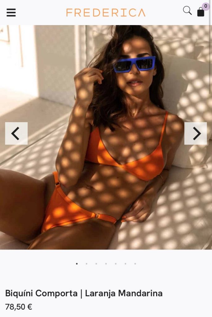Vanessa Martins usa biquíni cor de laranja da sua marca, Frederica
