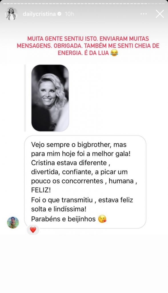 Cristina Ferreira começou a semana com uma mensagem muito forte. A apresentadora recebeu rasgados elogios à gala do Big Brother.