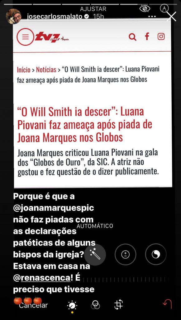José Carlos Malato não deixou passar em branco a polémica entre Joana Marques e Luana Piovani. Saiba tudo!