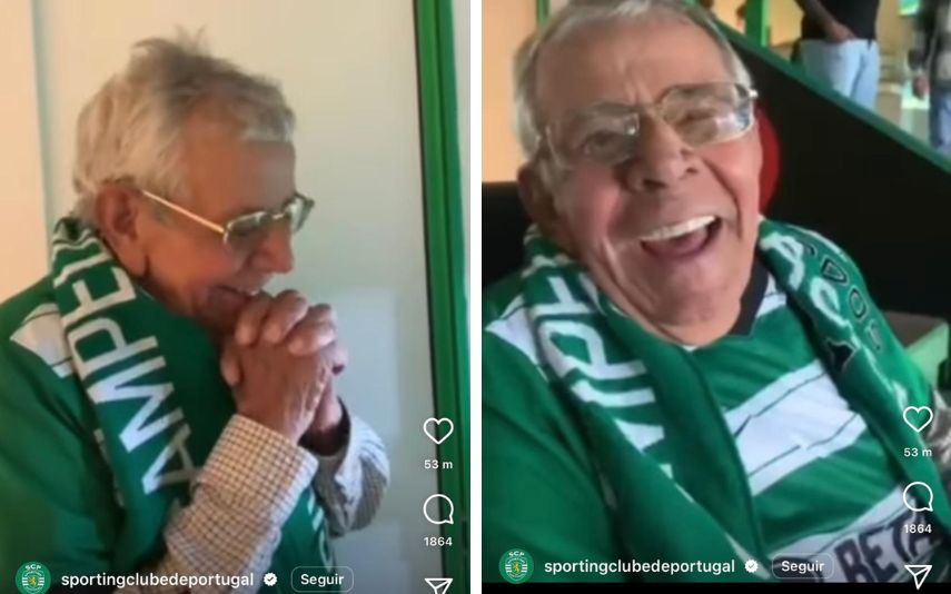 António vive num lar em Lisboa e foi surpreendido por uma voluntária, que o levou a Alvalade. O vídeo já levou muitos adeptos às lágrimas.