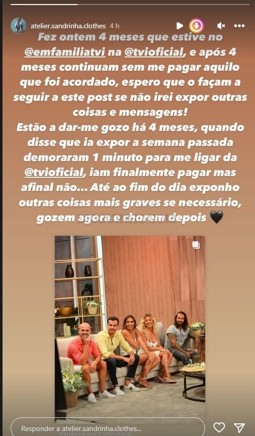Sandra Costa recorreu às redes sociais para denunciar a TVI. A ex-concorrente da Casa dos Segredos 3 acusa o canal de não lhe pagar o prometido.