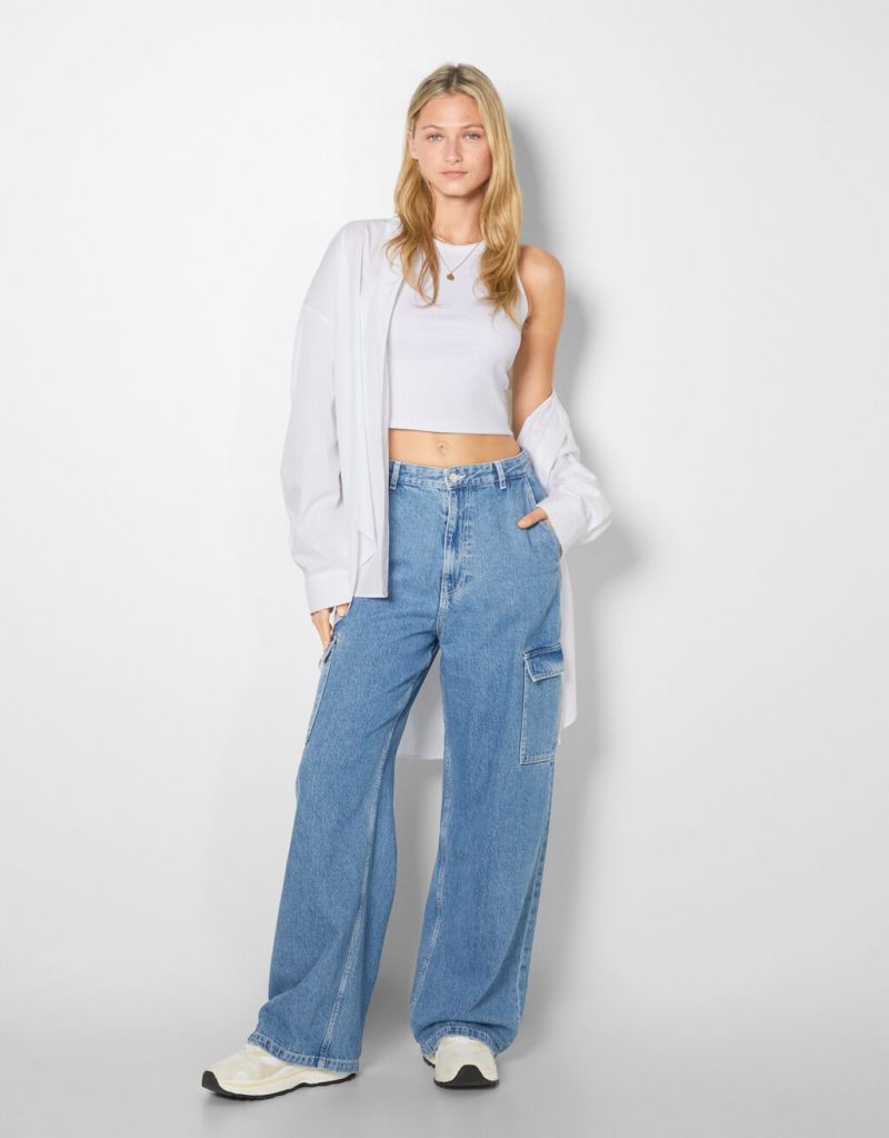 Jeans cargo wide - Bershka -19,59 €