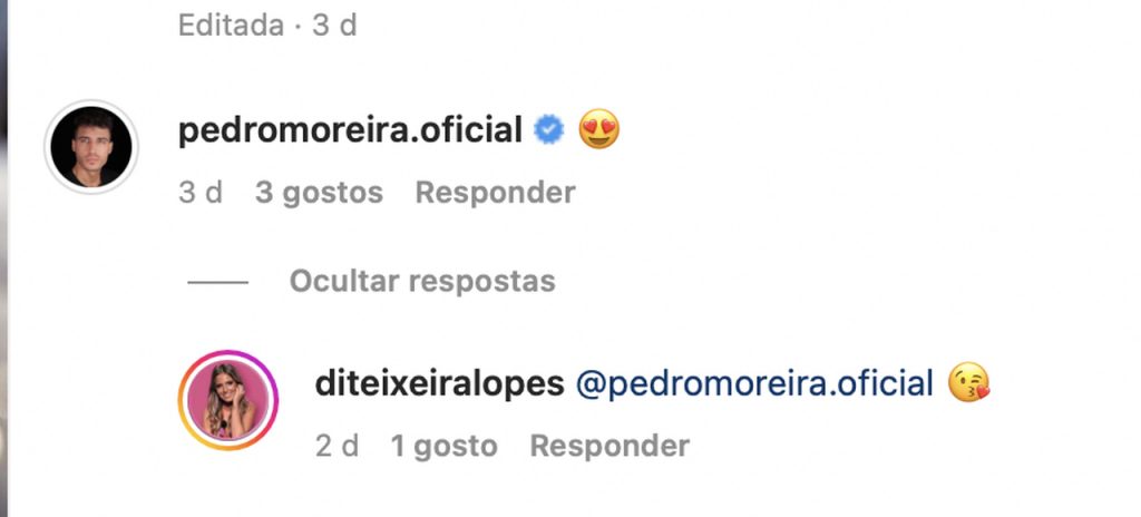 Comentários entre Pedro Moreira e Diana Lopes
